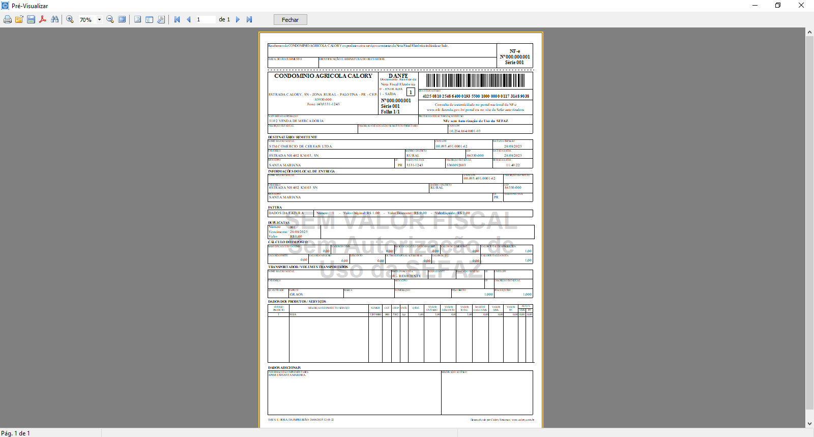Print da tela inicial do sistema Calory